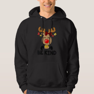 Be Kind Autism Awareness Christmas Reindeer Red Pl Hoodie