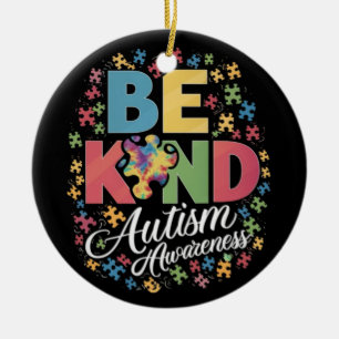 Be Kind Autism Awareness Colourful Design Ceramic Tree Decoration