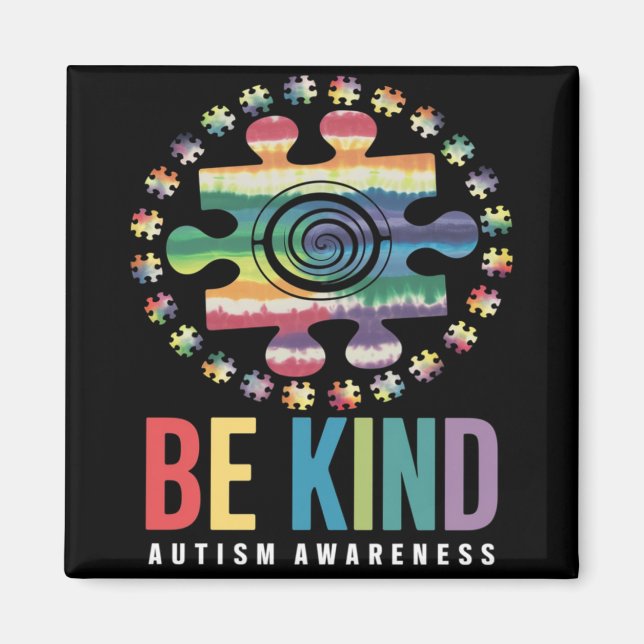 Be Kind Autism Awareness Colourful Design Magnet (Front)