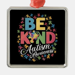 Be Kind Autism Awareness Colourful Design Metal Tree Decoration