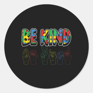 Be Kind Autism Awareness Cute Boys Girls Toddlers Classic Round Sticker