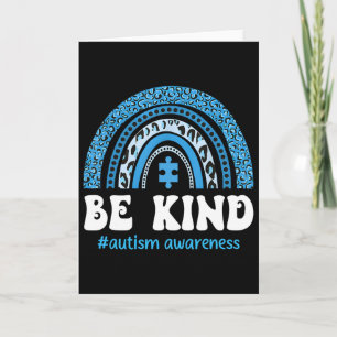 Be Kind Autism Awareness Cute Puzzle Rainbow Choos Card