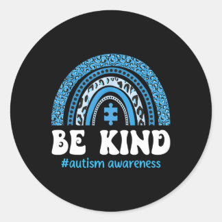 Be Kind Autism Awareness Cute Puzzle Rainbow Choos Classic Round Sticker