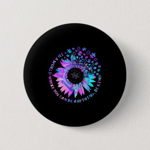 Be Kind Autism Awareness Kindness Sunflower Tie Dy 6 Cm Round Badge