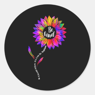 Be kind autism awareness kindness tie dye sunflowe classic round sticker