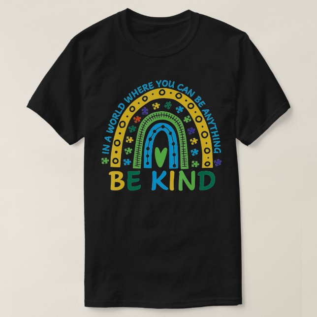 Be Kind Autism Awareness Leopard Rainbow Teacher k T-Shirt (Design Front)