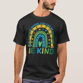 Be Kind Autism Awareness Leopard Rainbow Teacher k T-Shirt