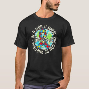 Be Kind Autism Awareness Puzzle Earth Cute Family T-Shirt