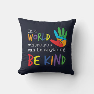 Be Kind Autism Awareness Puzzle Hand Cushion