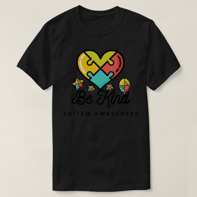Be Kind Autism Awareness Puzzle Heart Kindness3 T-Shirt (Design Front)