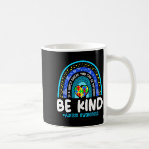 Be kind autism awareness puzzle rainbow autistic coffee mug