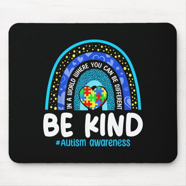 Be kind autism awareness puzzle rainbow autistic mouse mat (Front)