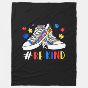 Be Kind Autism Awareness Puzzle Shoes Autism Fleece Blanket
