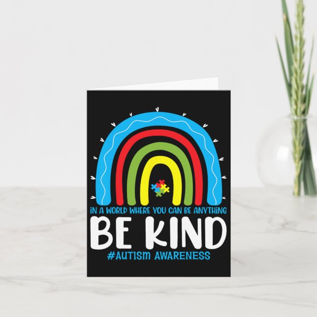 Be Kind Autism Awareness Rainbow Leopard Choose Ki Card (Front)