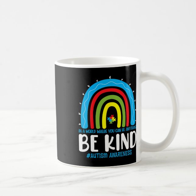 Be Kind Autism Awareness Rainbow Leopard Choose Ki Coffee Mug (Right)