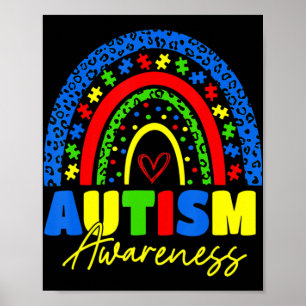 Be Kind Autism Awareness Rainbow Leopard Women Ki Poster