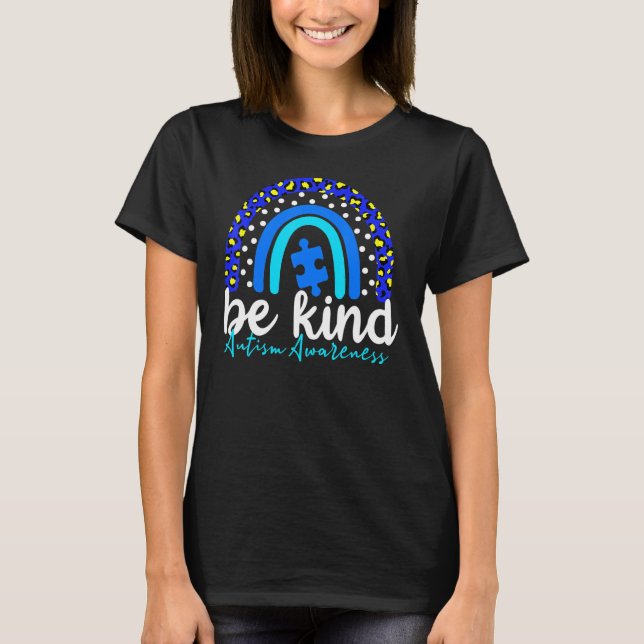 Be Kind Autism Awareness Rainbow Leopard Women Kid T-Shirt (Front)