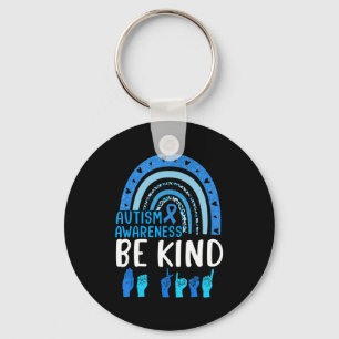Be Kind Autism Awareness Rainbow Trendy Women Girl Key Ring
