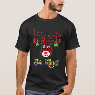 Be Kind Autism Awareness Santa Christmas Reindeer T-Shirt