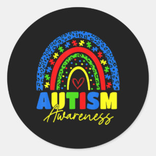 Be Kind Autism Awareness Shirt Rainbow Leopard Wom Classic Round Sticker