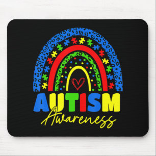 Be Kind Autism Awareness Shirt Rainbow Leopard Wom Mouse Mat
