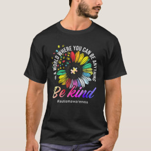 Be Kind Autism Awareness Sunflower Puzzle Choose K T-Shirt