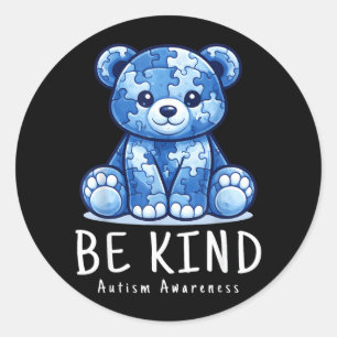 Be Kind Autism Awareness Wear Blue for Son Puzzle Classic Round Sticker