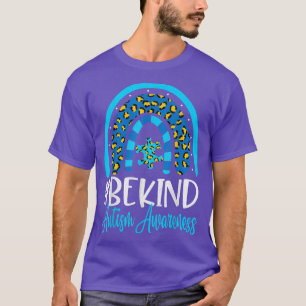 Be Kind Autism Awareness Women Girls Leopard Rainb T-Shirt