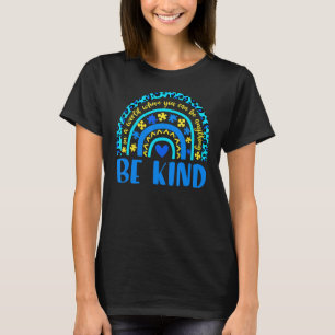 Be Kind Autism Awareness Women Girls Leopard Rainb T-Shirt