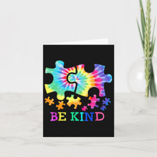 Be Kind Autism Puzzle Pieces Tie Dye Autism Awaren Card