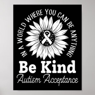 Be Kind Autism Red Instead - Acceptance Not Awaren Poster