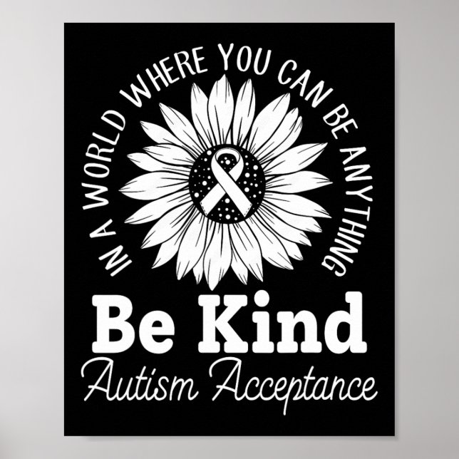 Be Kind Autism Red Instead - Acceptance Not Awaren Poster (Front)