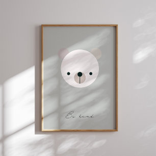 Be kind, baby bear kids affirmation print