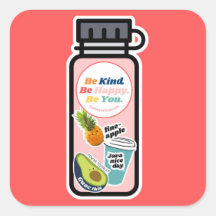 Be Kind. Be Happy. Be You. Water Bottle Sticker