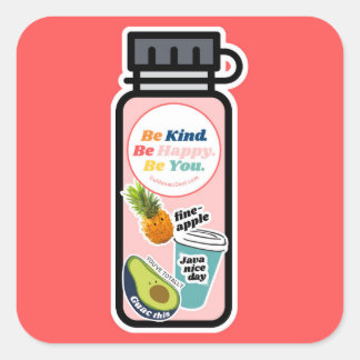 Be Kind. Be Happy. Be You. Water Bottle Sticker