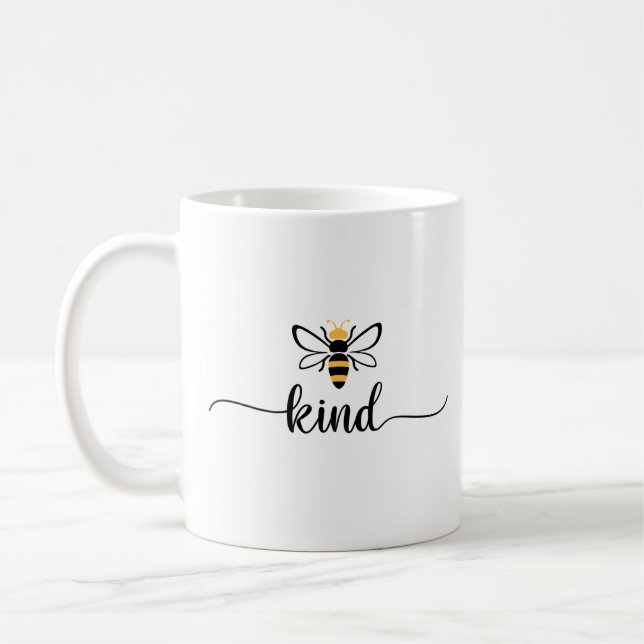 Be Kind Bee Modern Minimalist Typography Coffee Mug (Left)
