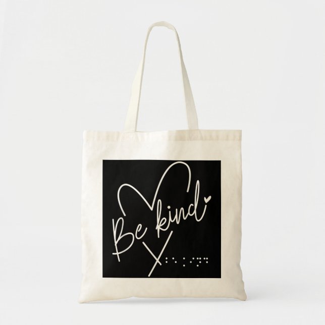 Be Kind Blind Awareness braille        Tote Bag (Front)