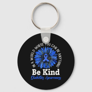 Be Kind Blue Ribbon Sunflower T1d Type 1 Diabetes  Key Ring