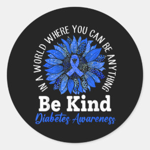 Be Kind Blue Ribbon Suower T1D Type 1 Diabetes Classic Round Sticker