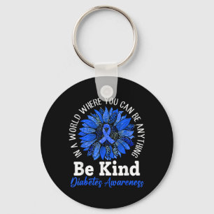 Be Kind Blue Ribbon Suower T1D Type 1 Diabetes Key Ring