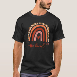Be Kind Boho Rainbow Motivation Cheetah Heart Love T-Shirt