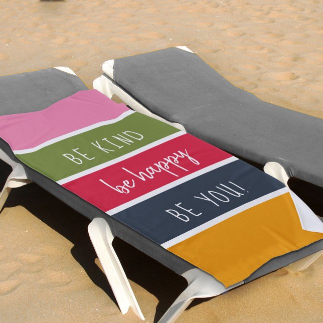 Be Kind Bold Muted Colour Palette Striped Beach Towel (Creator Uploaded)