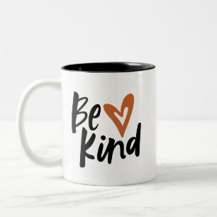 Be Kind Brushed Script Heart Two-Tone Coffee Mug