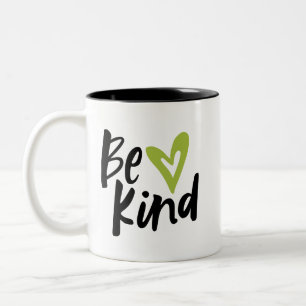Be Kind Brushed Script Heart Two-Tone Coffee Mug