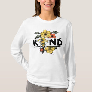 BE KIND Bumble Bee & Floral Positive Message T-Shirt