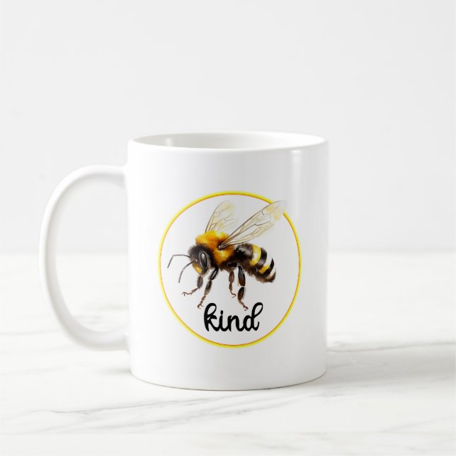 BE KIND bumble bee watercolor painting nature Coffee Mug (Left)