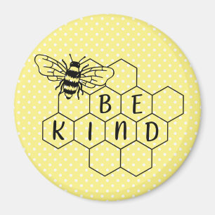 Be Kind Bumble Bee Yellow Polka Dot Magnet