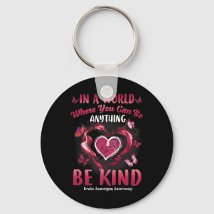 Be Kind Burgundy Ribbon Support Brain Aneurysm Awa Key Ring