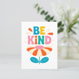 Be Kind Colourful Flower – Inspirational Positive Postcard