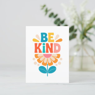 Be Kind Colourful Flower - Inspirational Positive Postcard